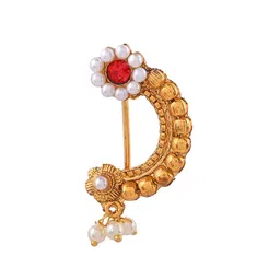 Silvermerc Designs Gold-Plated Pearls Stud Nosepin image 4