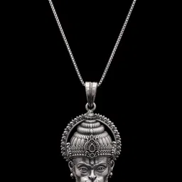 Exotic India Unisex 925 Sterling Silver Lord Hanuman Antique Finish Pendant-picture-34