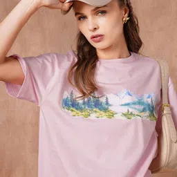 The Roadster Lifestyle Co Graphic Printed Round Neck Cotton Oversized T-Shirt-picture-33