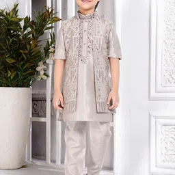 Lagorii Boys Thread Work Straight Kurta With Trousers & Jacket-picture-42