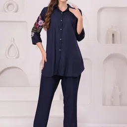 HIGHLIGHT FASHION EXPORT Embroidered Shirt Collar Shirt & Trousers Co-ords-picture-19