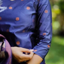 HERE&NOW Women Ethnic Motifs Printed Regular Chanderi Silk Kurta with Trousers & With Dupatta image 2