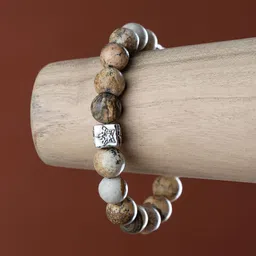 Stone Story By Shruti Men Rhodium-Plated 925 Sterling Silver Beaded Elaticated Bracelet-picture-15