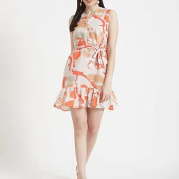 AMSWAN Floral Print Drop-Waist Midi Dress-picture-16