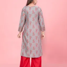 BAESD Girls Floral Printed Daily Cotton Straight Kurta image 4