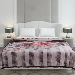 Monte Carlo Commander Grey & Brown Printed Heavy Winter 138 GSM Double Bed Blanket image 3