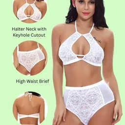 XENZA Self Design Halter Neck Baby Doll image 5