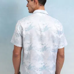 HIGHLANDER Men Cuban Collar Abstract Printed Cotton Relaxed Fit Casual Shirt image 5