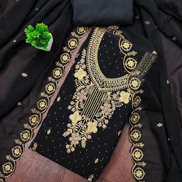 LeeliPeeri Designer Floral Embroidered Zari Unstitched Dress Material-picture-36