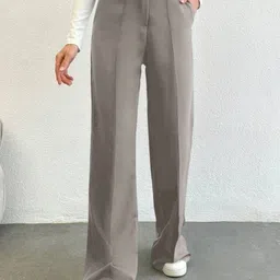 BROADSTAR Women Smart Straight Fit High-Rise Easy Wash Pleated Trousers-picture-25