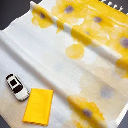 STAVA CREATION Floral Printed Pure Linen Saree image 5