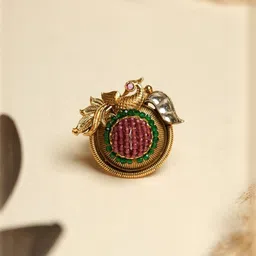 CAO Jewellery Artificial Stones Studded Peacock Designed Finger Ring image 5