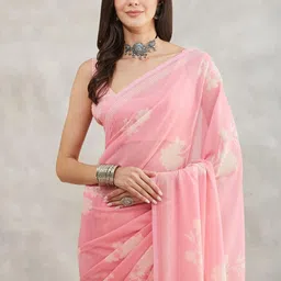 Janasya Women Georgette Floral Printed Saree image 5