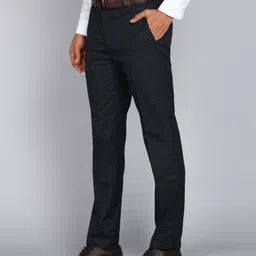 raymond Men Slim Fit Dark Blue Polyester Trousers image 3