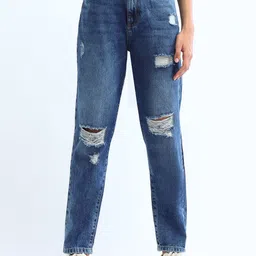 Flying Machine Women High-Rise Highly Distressed Light Fade Jeans-picture-32