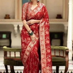 BAFNA MENS WEAR Woven Design Zari Art Silk Heavy Work Banarasi Saree image 3