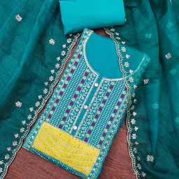 HERE&NOW Floral Embroidered Unstitched Dress Material-picture-26