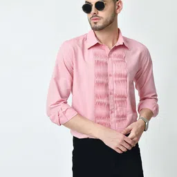 OTIRA Men Textured Spread Collar Cotton Casual Shirt-picture-12