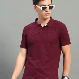 THE CASUALS Men Printed Polo Collar T-shirt image 1