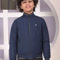 Crimsoune Club Boys Mock Collar Solid Reversible Bomber Jacket-image-3