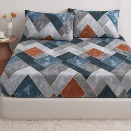 bsb home Blue & Grey Checked 300TC King Bedsheet Set 182.88 mx 218.44 m-picture-13