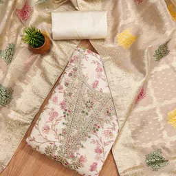 KALINI Floral Foil Printed Embroidered Chanderi Unstitched Dress Material-picture-27