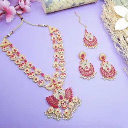 VATSALYA creation Gold-Plated Artificial Stone Studded Jewellery Set-picture-27