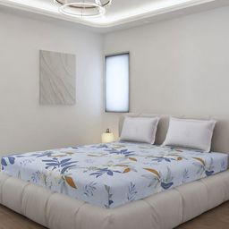 Monte Carlo Edmond Blue & Brown Floral Printed 144 TC King Bedsheet Set 2.70 m x 2.70 m-picture-23