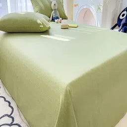 JC HOME Green 140 TC Queen Bedsheet with 2 Pillow Covers image 2