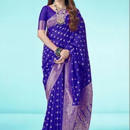 SANISA Woven Design Zari Silk Blend Handloom Saree-picture-18