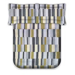 LABHAM Yellow & Purple Geometric 180 TC King Bedsheet with 2 Pillow Covers image 3