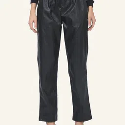 Leather Retail Women Relaxed Straight Fit Trousers-image-53