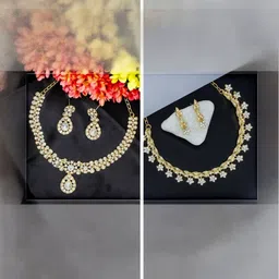 Women Click Set Of 2 Stones Studded Jewellery Set image 1
