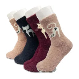 SECRETS BY ZEROKAATA Unisex Pack of 4 Patterned Calf Length Casual Socks-picture-17