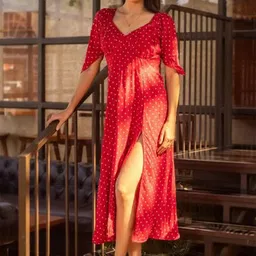 SUKITI Polka Dot Fit & Flare Maxi Dress-picture-11