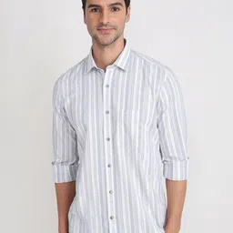 ColorPlus Men Comfort Fit Vertical Striped Spread Collar Cotton Casual Shirt-picture-40