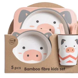 indusbay 5Pcs/Set Bamboo Dinnerware Set for kids - Bamboo FIbre-picture-34