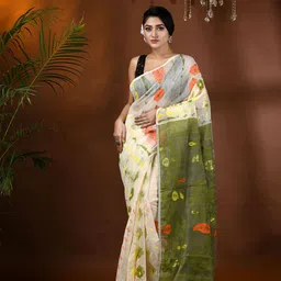 DESH BIDESH Women Woven Design Phulkari Jamdani Saree-image-77