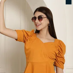 Tromko Women Pack Of 2 Sweetheart Neck Puff Sleeve Empire Top-image-62