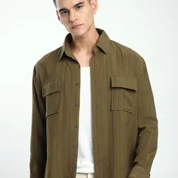 Beyoung Men Classic Relaxed Fit Textured Spread Collar Casual Shirt-picture-28