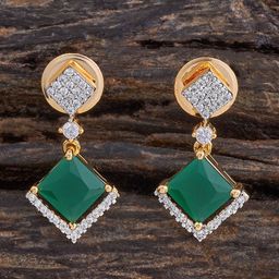 Kushal's Fashion Jewellery Rhodium-Plated Geometric Zircon Drop Earrings-picture-15