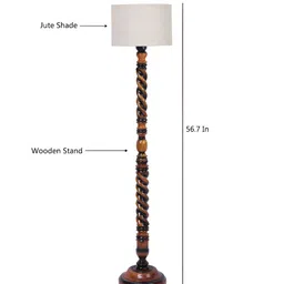 Devansh Brown & White Wooden Floor Lamp image 2