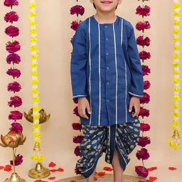 BownBee Boys Striped Cotton Kurta with Dhoti Pant-picture-37