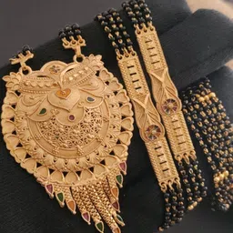MADHURAM FASHION Gold-Plated Brass Artificial Stones and Beads Mangalsutra-image-18