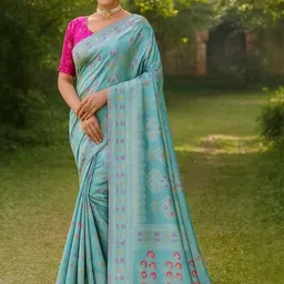Moda Rapido Women Blue Sarees-image-36