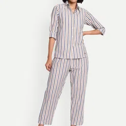 GAB Women Striped Pure Cotton Night suit-image-19