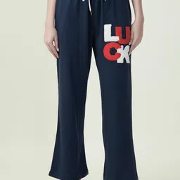 Albion By CnM Women Typography Printed Relaxed Fit Cotton Track Pants-picture-23