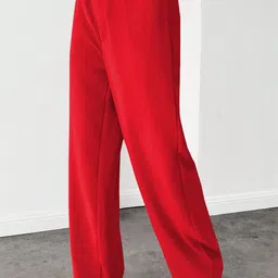 CILIMILI Women Relaxed Straight Leg High-Rise Non Iron Trousers image 2