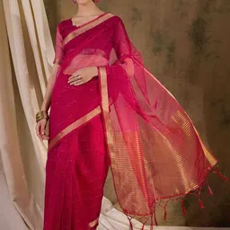 DIVASTRI Sequined Detail Saree With Blouse-picture-29