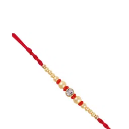 Vivastri CZ Pearls Stone Gold and Rhodium Plated Alloy Rakhi for Lovely Brother [VIVA1217RKG] image 2